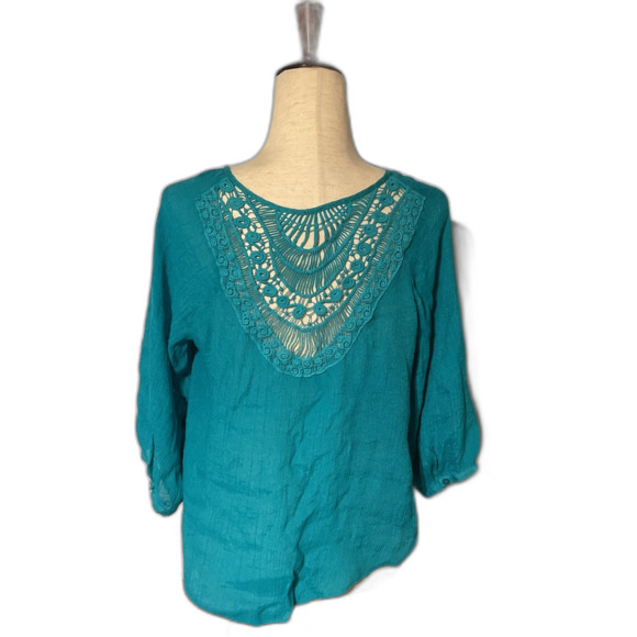 Vintage Crochet Back Alfred Paquette Lightweight Top - Picture 2 of 7